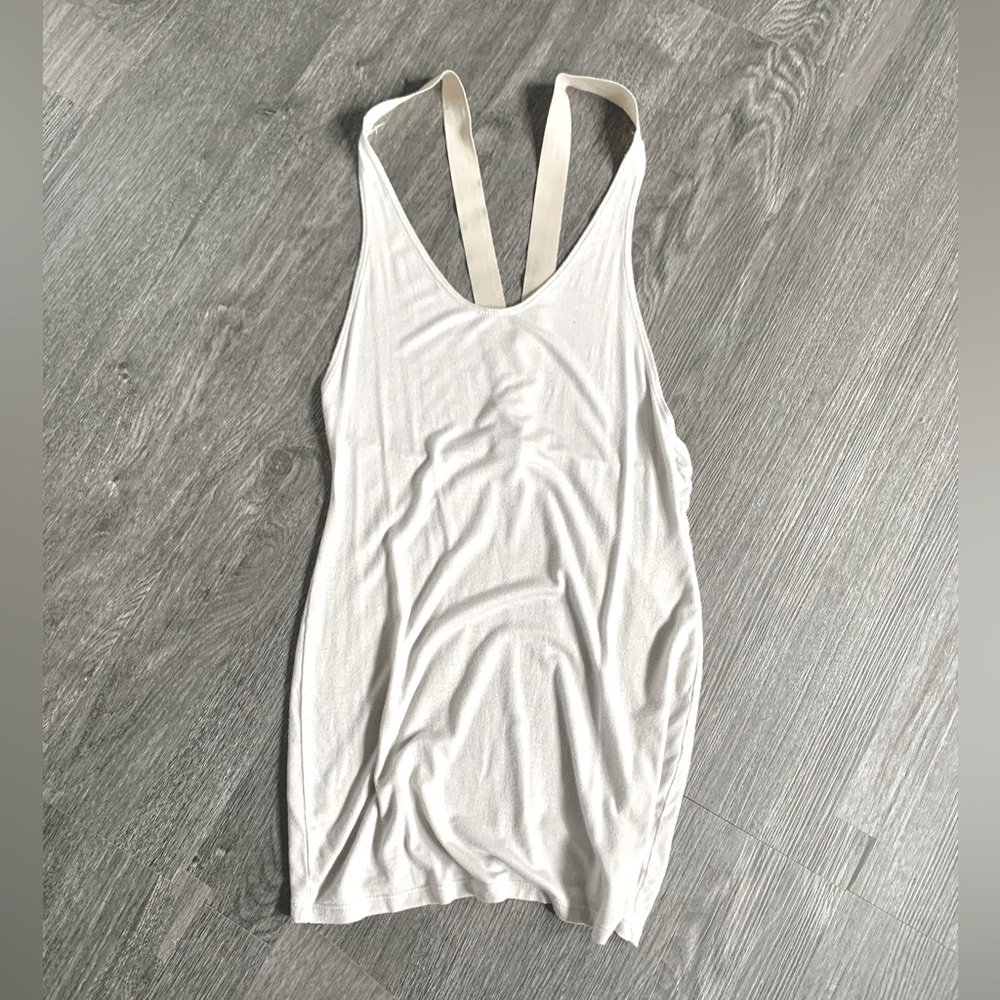 Crisscross Racerback Casual Cocktail Coverup Mini Flowy Dress Ivory/Cream S
